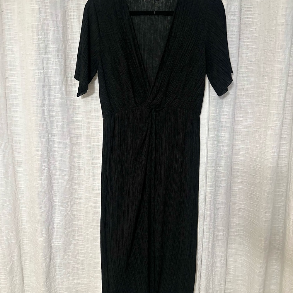 All in Favor Black Midi Dress